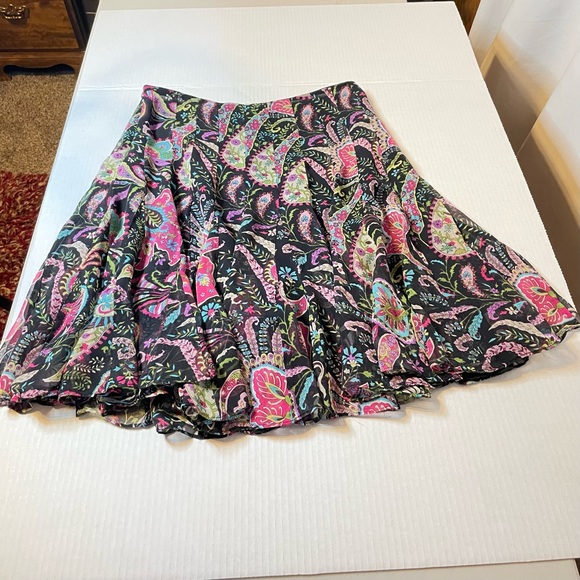 I.C.E. Paisley Silk Flowy A-line Skirt with lining - Picture 2 of 6